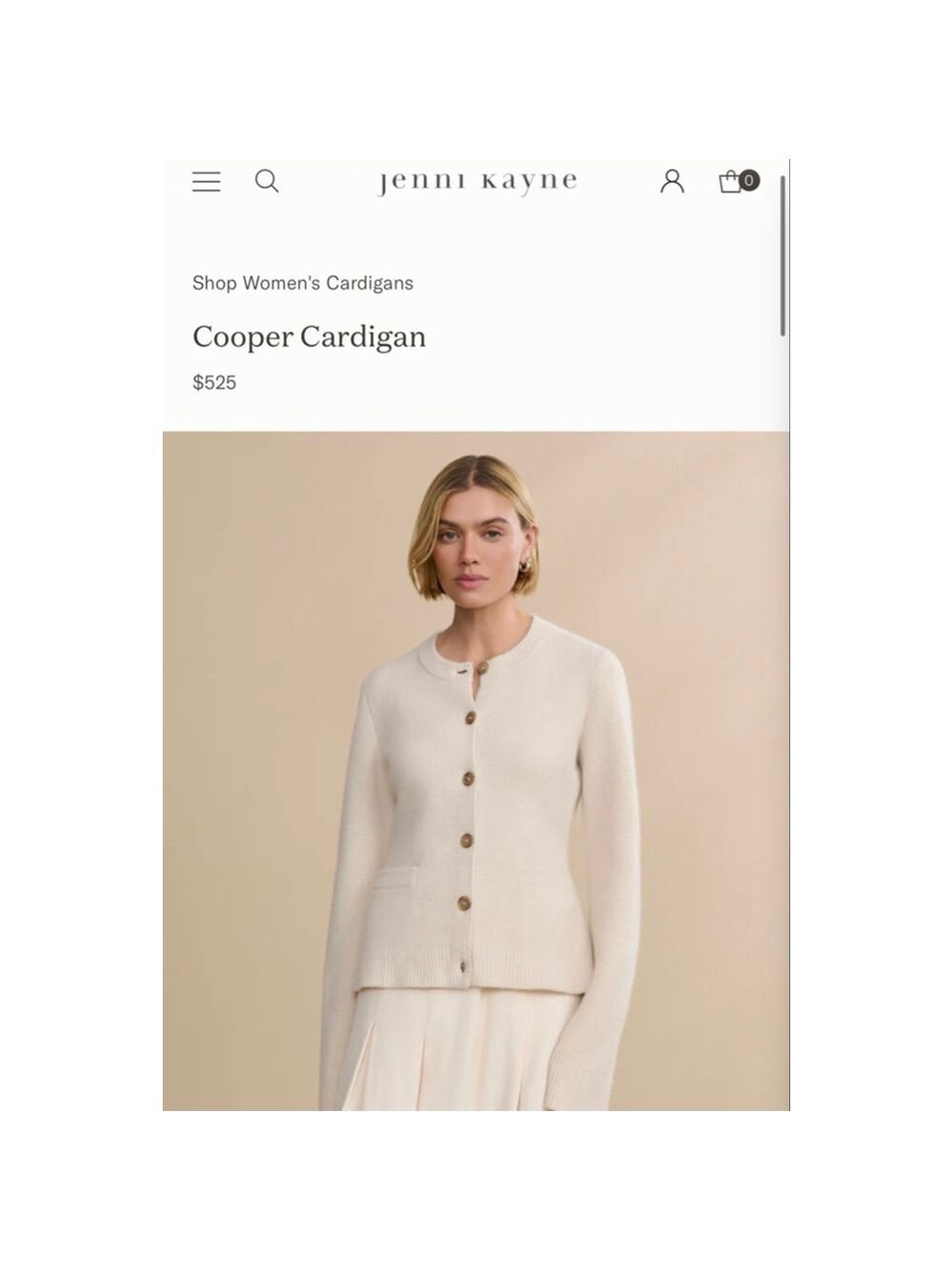 NWT Jenni Kayne Cooper Cardigan M Ivory